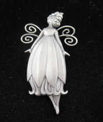 Hallmark Cards Pewter Tone Fairy Angel Brooch , Pin 2-1/2″