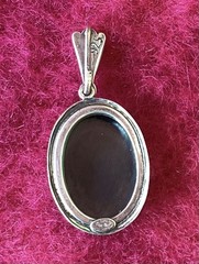 Vintage Danecraft Sterling Silver Faceted Oval Hematite Pendant