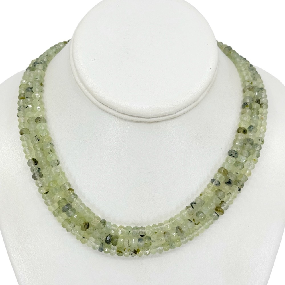 Sterling silver triple strand Prehnite bead necklace – GM530
