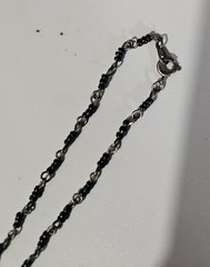 Vintage Black Beaded Chain Necklace With Silver Tone Daisy Flower Charm
