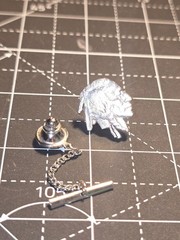 Vintage Native American Indian Head Tie Tack Lapel Pin w/ Chain Buffalo Nickel