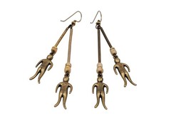 VTG Rare Figural Person Art Deco Artisan Handmade Hook Dangle Pierced Earrings