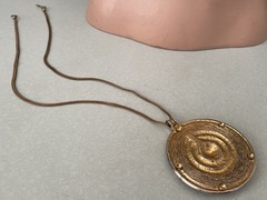 Yves Saint Laurent Vintage Medallion necklace Aztec Style Gilt *YSL Mark* Rare!