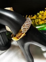 Rare Glamorous Swarovski Pave Crystal Crisscrossed Weave Pattern Bangle Bracelet
