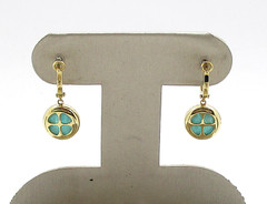 Amazonite Doublet and 0.38CTW Round Diamond Dangle Earrings 18K Yellow Gold