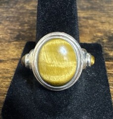 Vintage SX 925 Sterling Silver Tiger’s Eye Ring Sz. 8.25/9.74 grams
