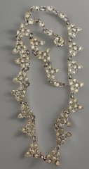 1940s Rhodium Plated necklace 16” Signed Albion Clear Rhinestone Deco “rare”