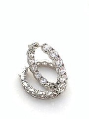 Classic Huggie Hoop Womens Earrings 2.4 Ct Simulated Diamond 14K White Gold Over