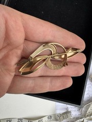 VINTAGE SIGNED GERMANY 1/80/18KT RGP ROLLED GOLD PLATE PIN BROOCH 2.5”