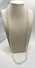 Vintage Jewelry Cut Crystal Bead Necklace -no Clasp- 31” Long- Gold Bead Spacers