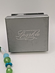 Vintage Blue Green Glass Pendant Necklace Satin Opalite