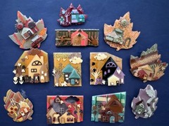 Vintage Jewelry Lot Lucinda Pin House Pin Autumn Clouds W/Face Scarecrow Turkey