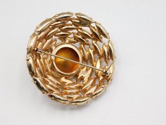 A343-VINTAGE PIN/BROOCH~WATERMELON STONE/CLEAR STONES~PRONG SET~UNIQUE!~1.75″