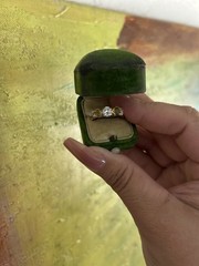 Antique natural diamond💎Canary🍋Sapphires retro RedGold masterpiece