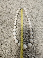 Vintage Mid-Century Modern White Plastic Bead Necklace (1950s-1970s)