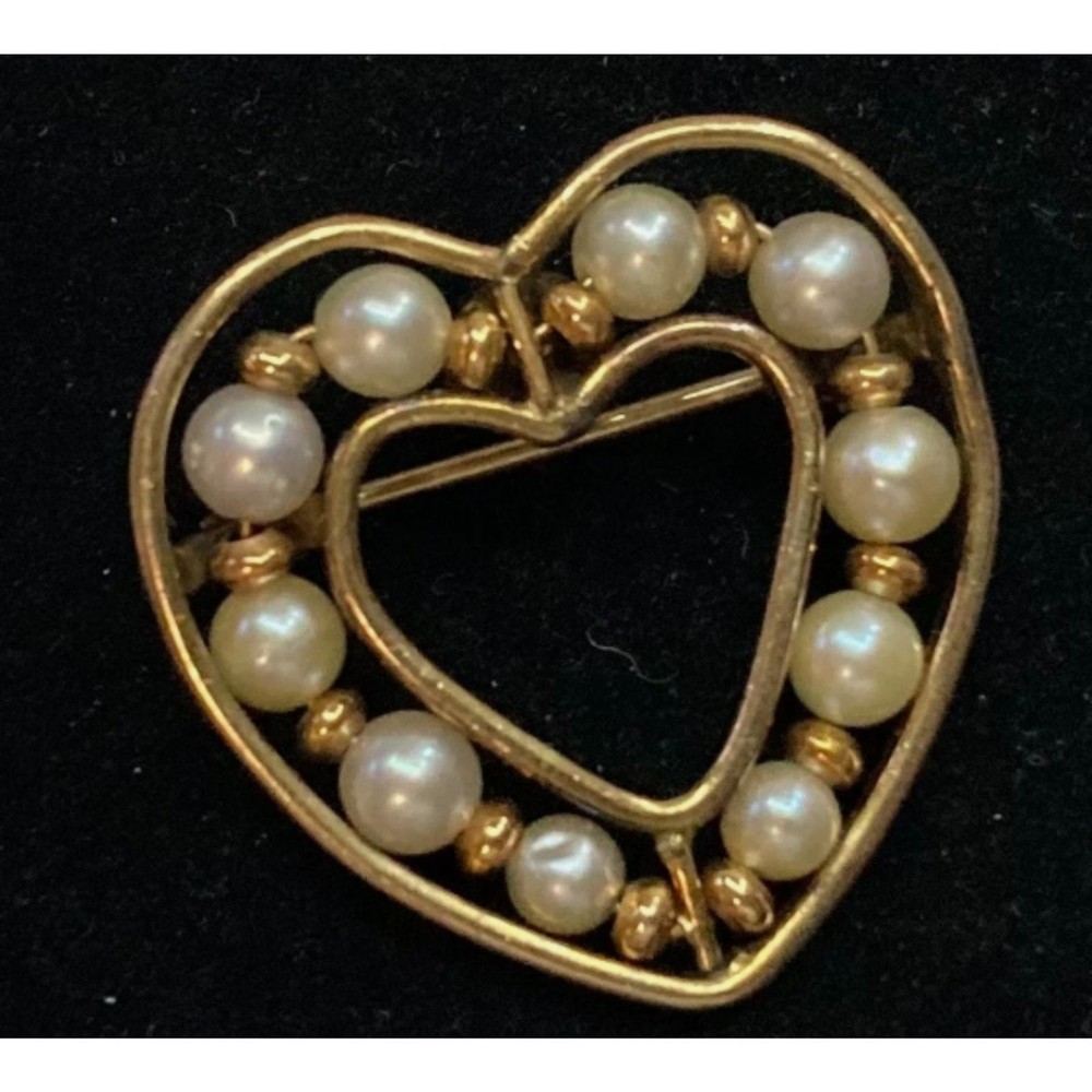 STUNNING Vintage 12kt Gold-Filled Brooch with Pearls, Signed H.G.