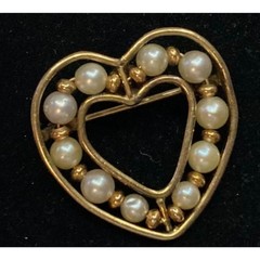 STUNNING Vintage 12kt Gold-Filled Brooch with Pearls, Signed H.G.