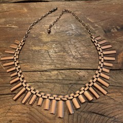 COPPER MATISSE RENOIR FRINGE VINTAGE NECKLACE COSTUME SIGNED