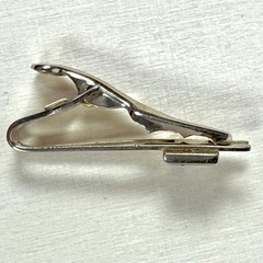 MCM Starburst Tie Clip Emmons Gold Tone Open Double Bar Silver Star Vintage