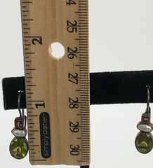 Vintage Sterling Silver 925 Tested Faux Peridot Rice Pearl Pierced Earrings