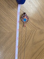 Miriam Haskell Enamel Egg Necklace 29 in with stones Nice statement piece