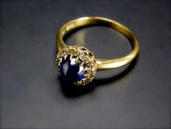 Antique Edwardian Era 18k Gold Sugarloaf Sapphire Diamond Cluster Ring