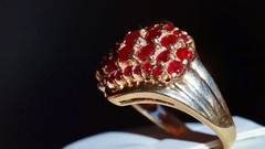 10k yellow gold ring 1.40ct natural, treated ruby size 8 vintage 4.27gr N3724