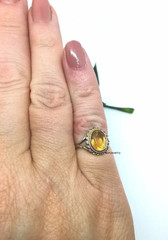 Antique Engagement Ring 2Ct Oval Lab Created Yellow Citrine 14K Yellow Gold Over