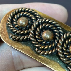 Vtg Blackened Copper Brooch Pin Triple Swirled Rope Modernist MCM DIO HOFFMANDO