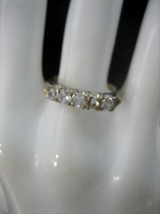 VINTAGE 14K WHITE GOLD WHITE TOPAZ RING SIZE 8.25 FOR REPAIRS