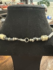 Vintage Tribal Bone Look Beaded Necklace Silver Tone Ethnic Southwestern Boho