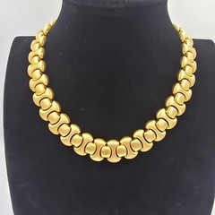 Vintage Matte Gold Necklace Chunky Linked Statement Collar