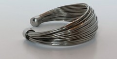 Vintage Silvertone Structured Wire Cuff Bracelet 6.75-7 in + some give