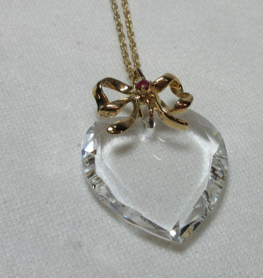 VINTAGE 14K YELLOW GOLD FILLED NECKLACE CHAIN HEART PENDANT 23 7/8 INCH #3