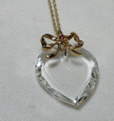 VINTAGE 14K YELLOW GOLD FILLED NECKLACE CHAIN HEART PENDANT 23 7/8 INCH #3