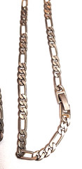 Vintage Classic Retro Style Chain Figaro Link Necklace Silver Tone Metal 22″ GUC