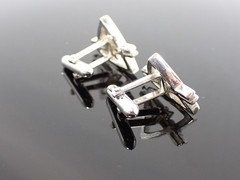 Vintage Swank Signed Geometric Triangle Cufflinks Silver Tone Mid Century