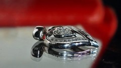 10k white gold pendant 0.10ct natural diamond heart charm vintage 1.16gr N3318