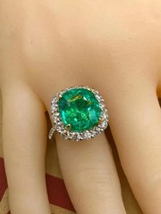 Art Deco Vintage 5.30 Ct Natural Green Emerald Wedding Ring 925 Sterling Silver