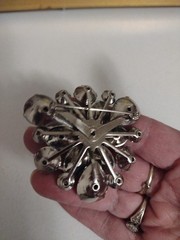 Vtg 60s Judy Lee Molded Peacock Riveted Aurora Borealis Iridescent Brooch Pin