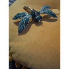 Vintage Cloisonne Enamel Dragonfly Green Teal Large Insect Pendant Ornament