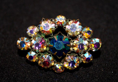 Small Vintage Bronze Soviet Brooch with stones pin Made in ussr 35*25 mm