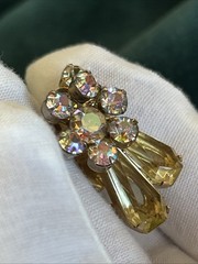 Vtg Juliana D&E 4704 Aurora Borealis Rhinestone Brooch And Clip Earrings Set
