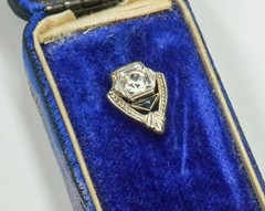 Vintage Art Deco 14k white gold Natural diamond filigree stick pin 1920’s
