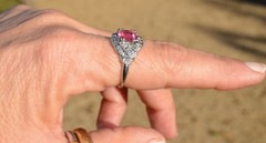 Platinum Bubble Gum Pink Tourmaline & Diamond Ring