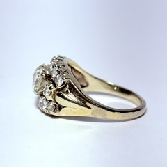 GG Certified 14K Gold .99ctw Old European Diamond .79ctw Accent Sz 7.5 Ring 5.4g
