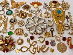 Lot Vintage & Modern Jewelry Parts Broken Repurpose Craft Rhinestones Harvest A2