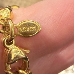Vintage Monet Signed Necklace Tear Drop Raindrop Bead Chain Gold Tone Classic