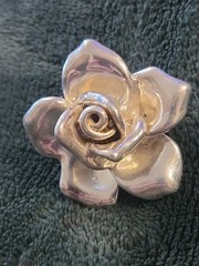 Vtg. Bat-Ami Rose Brooch/ Made In Israel / 925 Sterling Silver
