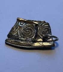 Viking Celtic Gilded Copper Curved Scroll Charm Pendant COA 022645 silver